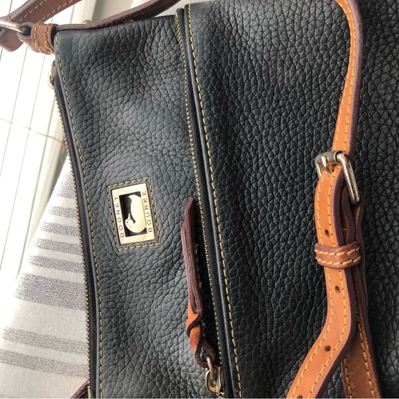 Dooney & Bourke Black and Brown Leather Briefcase with Gold Logo - Picture 4 of 4